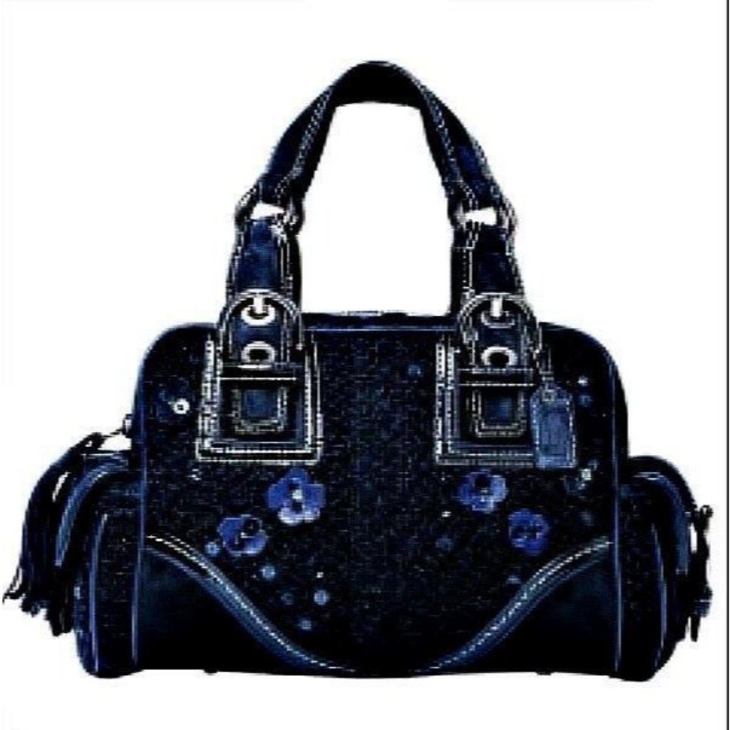 Coach 2006 Soho Midnight Blue Tweed & Suede Leather Sequin East West Satchel 100